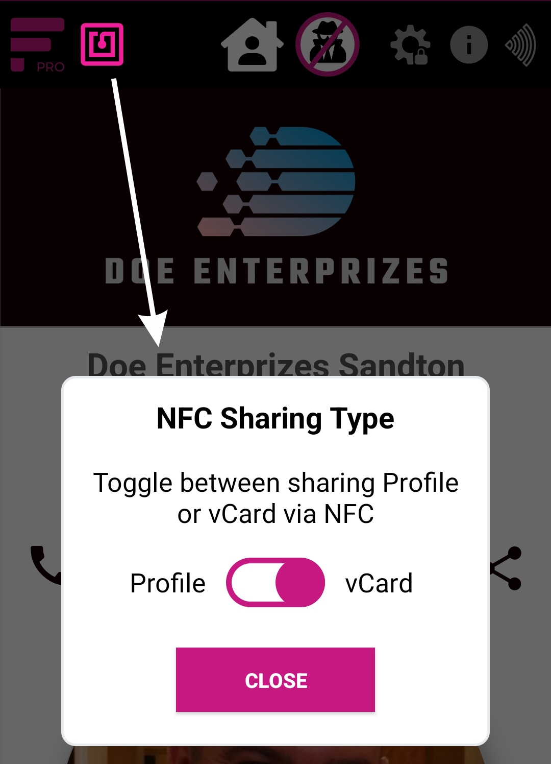 Facecard NFC Sharing Types